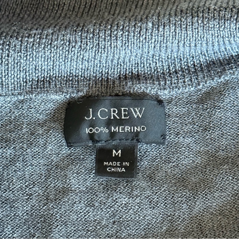 J Crew Merino Wool Sweater Mens Medium 1/4 Zip Gray Preppy Minimalist Office - Picture 10 of 15